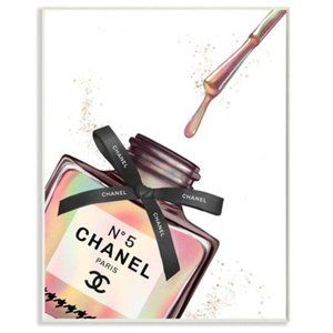 CHANEL No.5 Paris Ombre Nail Polish Dripping Canvas Wall Art Decor